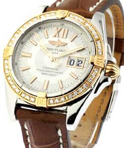 Lady's Large Cockpit 2-Tone with Diamond Bezel 2 Tone on Strap with MOP Diamond Dial