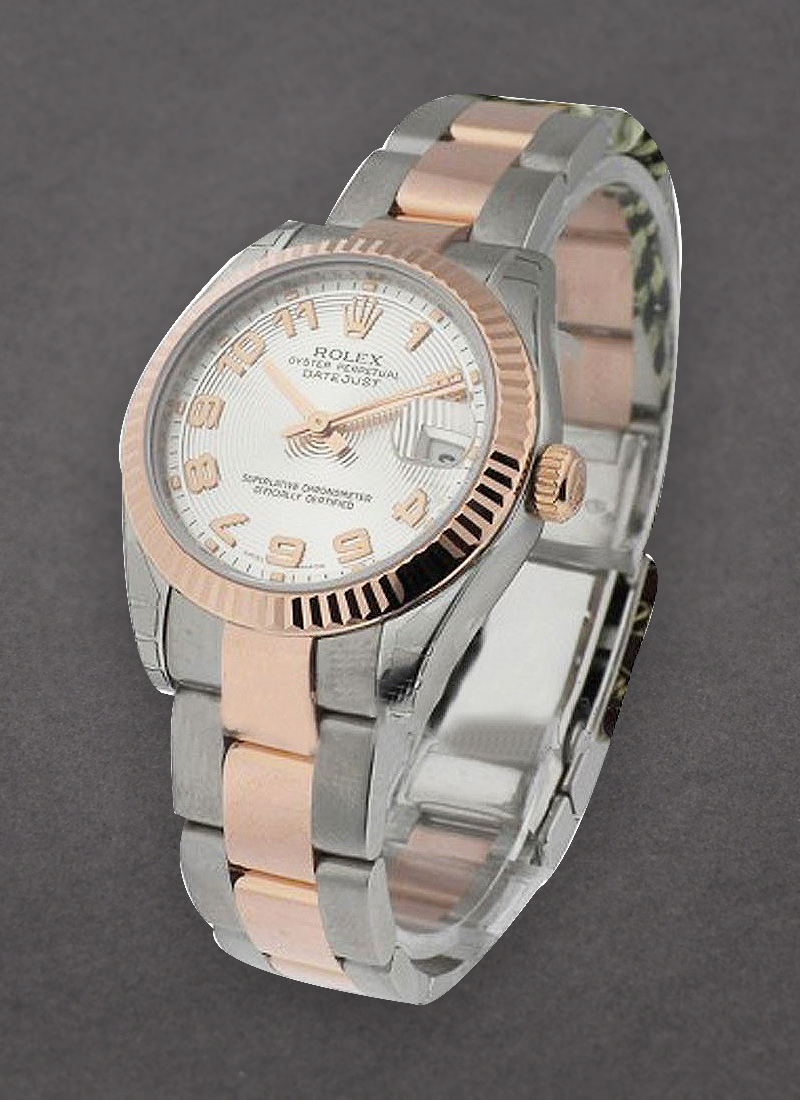 Rolex Unworn Datejust in Steel with Rose Gold Fluted  Bezel