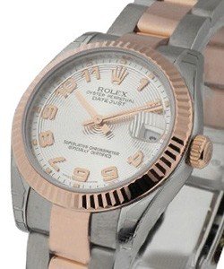 Datejust in Steel with Rose Gold Fluted  Bezel on Steel and Rose Gold Oyster Bracelet with Silver Concentric Arabic Dial