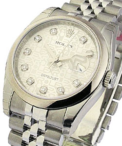 Datejust 36mm in Steel with Domed Bezel on Steel Jubilee Bracelet with Silver Jubilee Diamond Dial