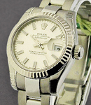 Datejust Ladies 26mm in Steel with White Gold Bezel on Steel Oyster Bracelet with Silver Stick Dial