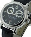 GMT TimeKeeper II in Steel on Black Crocodile Leather Strap with Black Dial