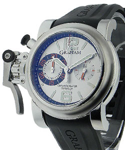 Chronofighter Oversize Silver Ranger in Steel on Black Rubber Strap with Silver Dial