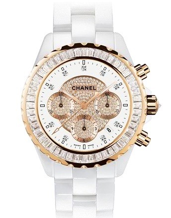H2138 Chanel J 12 - White Large Size with Diamonds