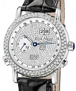 GMT Perpetual in White Gold with Diamond Bezel on Black Crocodile Leather Strap with Pave Diamond Dial