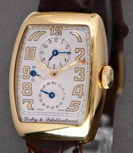 Aerodyne Duo Mens GMT Automatic in Yellow Gold Yellow Gold with Silver Dial on Crocodile Brown Strap