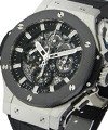 Aero Bang in Steel with Ceramic Bezel on Black Rubber and Leather Strap with Black Skeleton Dial