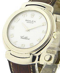 Cellini - 36mm - White Gold on Brown Strap with White Roman Dial