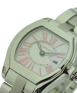 Ladys Roadster with White MOP Dial and Pink Romans Stainless Steel on Bracelet