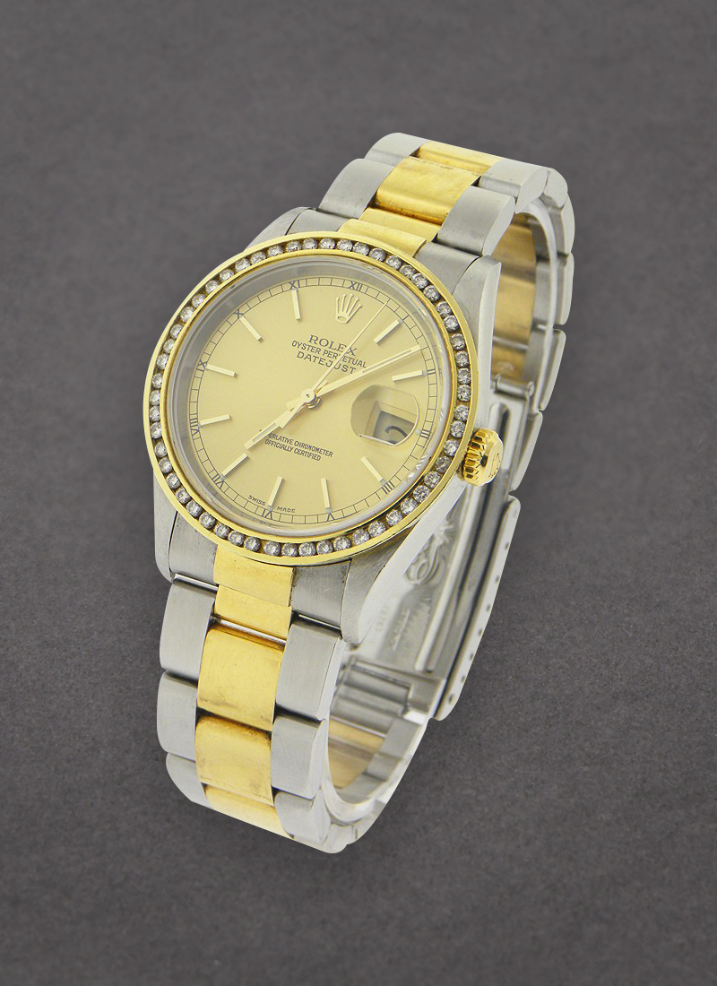 Pre-Owned Rolex 2-Tone Datejust 36mm with Custom Diamond Bezel