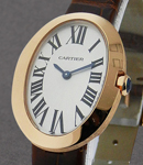 Baignoire Small Sizein Rose Gold on Brown Alligator Leather Strap with Silver Dial