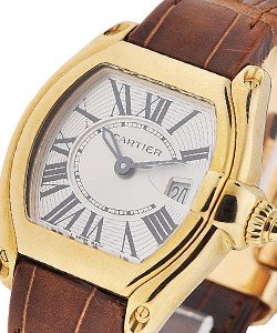 Roadster - Small Size Yellow Gold on Strap with Silver Dial