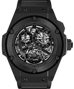 King Power All Black Tourbillon in Black Ceramic on Black Rubber Strap with Black Dial