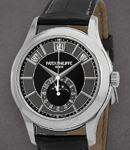 Annual Ref 5205G Calendar Moon Phase in White Gold on Black Leather Strap with Black Dial