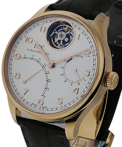 Portuguese Tourbillon Mystere Retrograde in Rose Gold on Brown Alligator Leather Strap with White Dial - 500 Pieces made