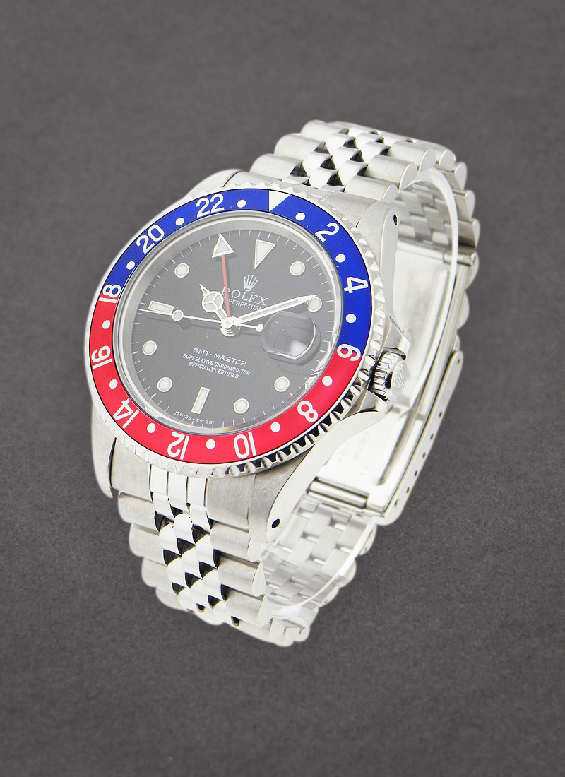 Pre-Owned Rolex GMT Master 40mm in Steel with Blue and Red Bezel