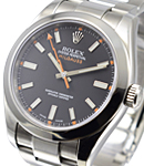 Milgauss 40mm in Steel with Smooth Bezel on Oyster Bracelet with Black Stick Dial