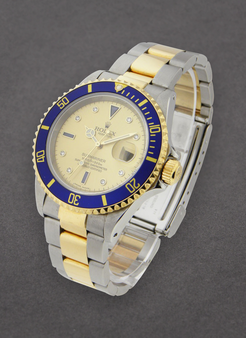 Pre-Owned Rolex Submariner 2-Tone in Steel with Yellow Gold Blue Bezel