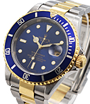 Submariner 40mm 2-Tone ( with gold on buckle) on Oyster Bracelet with Blue Dial - non engraved inner bezel 