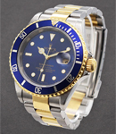 Submariner 40mm 2-Tone ( with gold on buckle) on Oyster Bracelet with Blue Dial - non engraved inner bezel