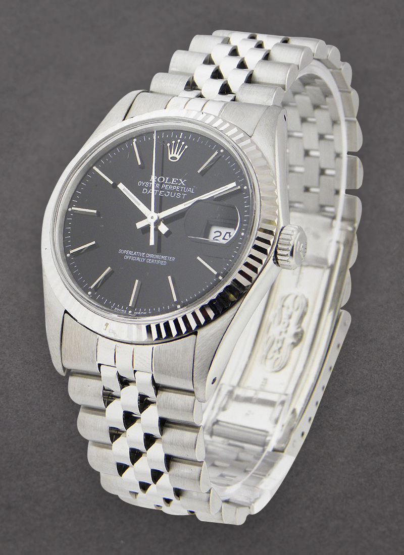 Pre-Owned Rolex Datejust 36mm in Steel with White Gold Fluted Bezel