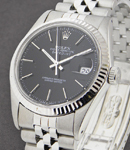 Datejust 36mm in Steel with White Gold Fluted Bezel on Jubilee Bracelet with Black Stick Dial