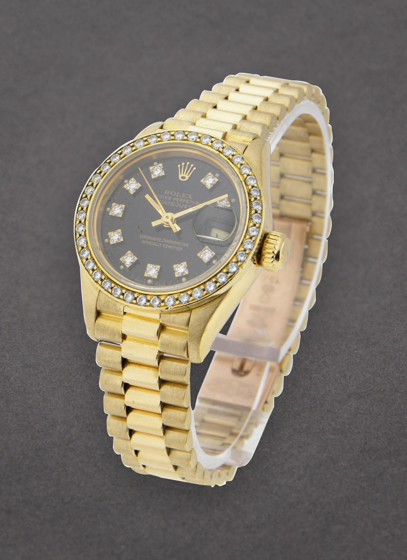 Pre-Owned Rolex Ladies President in Yellow Gold with Diamond Bezel