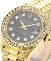 Ladies President in Yellow Gold with Diamond Bezel on President Bracelet with Black Diamond Dial