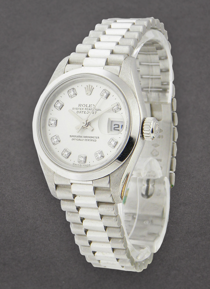 Pre-Owned Rolex Ladies President in Platinum with Smooth Bezel