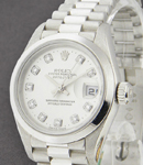 Ladies President in Platinum with Smooth Bezel on Platinum President Bracelet with Silver Diamond Dial