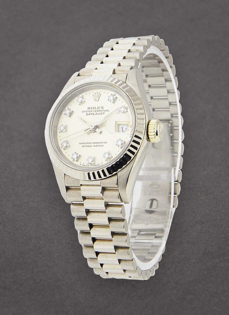 69179 used silver diamond Rolex Ladies President White Gold with President Bracelet Essential Watches