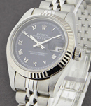 Lady's Datejust in Steel with White Gold Fluted Bezel on Steel Jubilee Bracelet with Blue Roman Dial