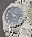 Lady's Date -  26mm - Engine Bezel on Jubilee Bracelet with Blue Roman Dial