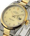 Datejust 36mm 2-Tone with Yellow Gold Fluted Bezel  on Oyster Bracelet with Champagne Diamond Dial