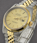 2-Tone Datejust 36mm with Yellow Gold Fluted Bezel on Jubilee Bracelet with Champagne Stick Dial