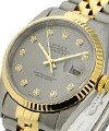 2-Tone Datejust 36mm with Yellow Gold Fluted Bezel on Jubilee Bracelet with Rhodium Diamond Dial