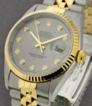 2-Tone Datejust 36mm with Yellow Gold Fluted Bezel on Jubilee Bracelet with Rhodium Diamond Dial