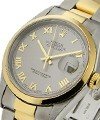 Datejust 36mm in Steel with Yellow Gold Smooth Bezel on Oyster Bracelet with Silver Roman Dial