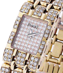 Lady's Classique with Full Pave Diamonds Yellow Gold on Bracelet with Pave Diamond Dial