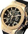 Aero Bang Skeleton Chronograph 44mm Automatic in Rose Gold on Black Rubber Strap with Black Dial