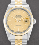 2-Tone Datejust 36mm with Yellow Gold Fluted Bezel on Jubilee Bracelet - New Style with Champagne Stick Dial