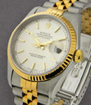 2-Tone Datejust 36mm with Fluted Bezel on Jubilee Bracelet with Silver Stick Dial