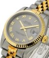 2-Tone Midsize Datejust Fluted Bezel - Rhodium Roman Dial