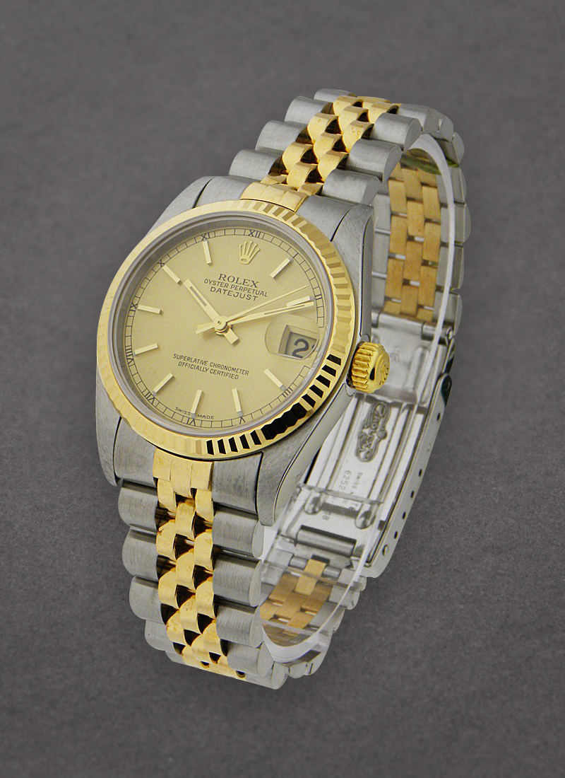 Pre-Owned Rolex 2-Tone Mid Size Datejust with Yellow Gold - Fluted Bezel