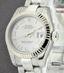 Datejust Ladies 26mm in Steel with White Gold Bezel on Steel Oyster Bracelet with Rhodium Roman Dial