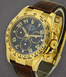 Daytona 40mm Automatic in Yellow Gold on Brown Crocodile Leather Strap with Blue Arabic Dia