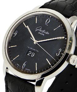 Senator Sixties PanoRamaDate in Steel on Black Crocodile Leather Strap with Black Dial