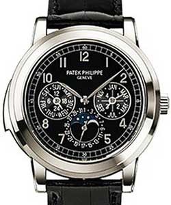 5074P Minute Repeater Perpetual Calendar Platinum on Strap with Black Dial
