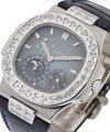 5724G Nautilus 40mm Automatic in White Gold with Baguette Bezel and Lugs on Black Crocodile Leather Strap with Black- Blue Dial