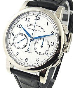 1815 Chronograph in White Gold on Black Leather Strap with Silver Dial